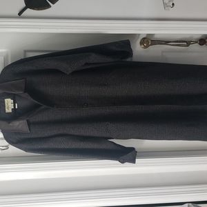 EDDIE BAUER WOOL GLENN PLAID TRENCH COAT